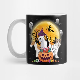 Wire Fox Terrier Dog Mummy Witch Moon Ghosts Happy Halloween Thanksgiving Merry Christmas Day Mug
